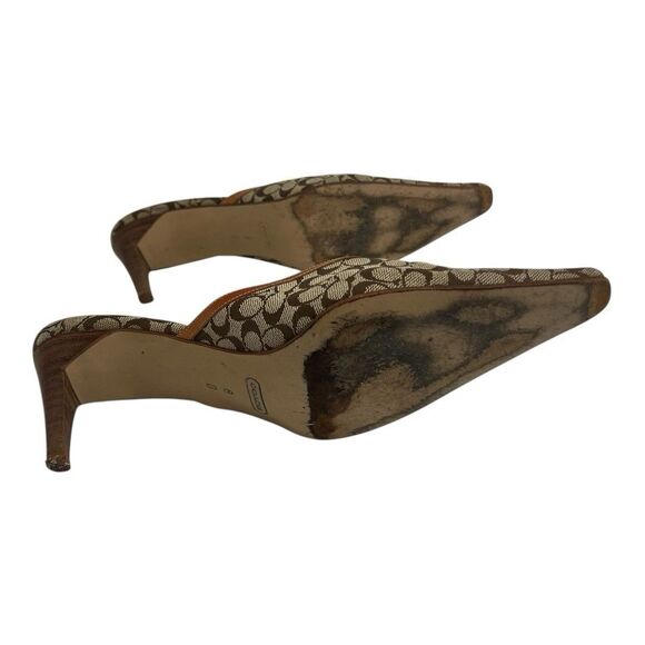 Coach Womens Size 8 Signature Logo Pointed Toe Slip On Mule Heels Y2K - Picture 7 of 8